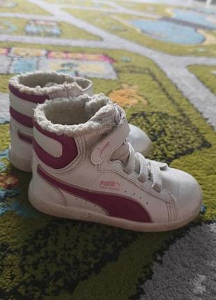 Кеди для дівчинки puma високі білі з рожевим, розмір 22