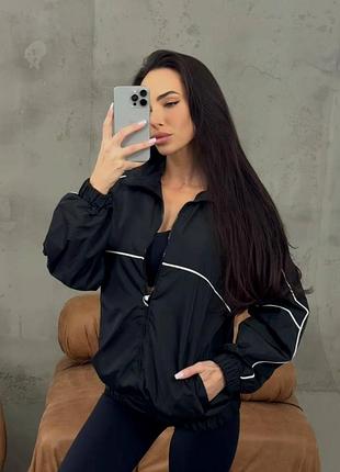 Жіноча вітровка oversize | плащовка канада чорний, 46-50