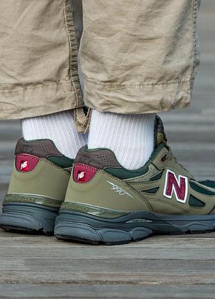 Кросівки new balance 990 v3 x teddy santis green purple  / шкіра + текстиль