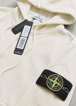 Худі stone island на блискавці, молочне