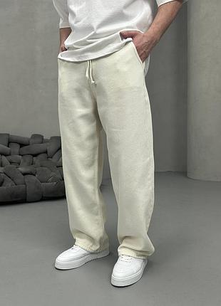 Стильные коттоновые брюки baggy в бежевом цвете🔝