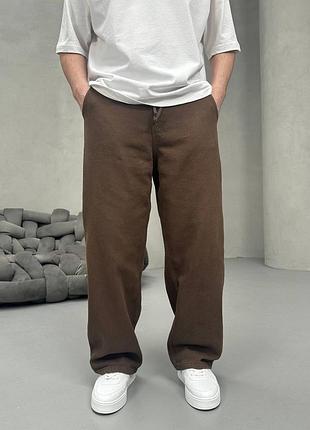 Стильные коттоновые брюки baggy в коричневом цвете🔝