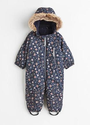 Зимовий комбінезон для дітей h&m з квітковим принтом