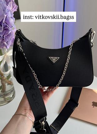 Сумочка re-edition 2005 saffiano leather bag black💔