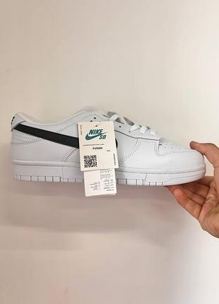 Мужские кеды nike sb dunk low white black(logo)