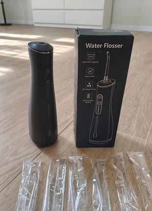 Портативный ирригатор для ротовой полости water flosser wf109 (300 мл, 6 насадок, ipx7, type-c, черный)
