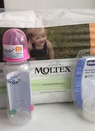 Підгузки moltex pure & nature №3, 4–10 кг, 56 шт. + подарунки