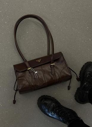 Сумка medium leather shoulder bag burgundy 💗 5