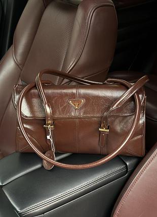 Сумка medium leather shoulder bag burgundy 💗 7