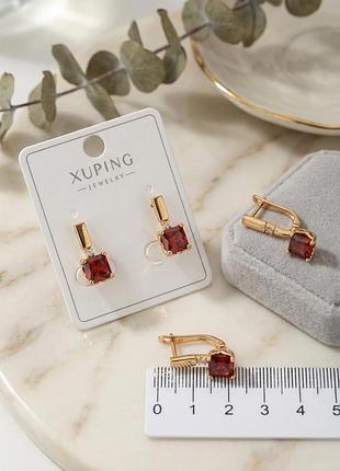 Сережки для жінок xuping з червоним каменем