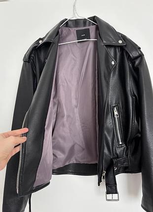 Чорна куртка-косуха mango, oversize, s 3