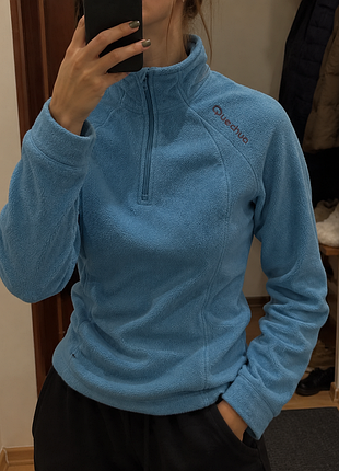 Женская флисовая кофта quechua xs голубая на молнии