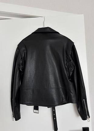 Чорна куртка-косуха mango, oversize, s 4