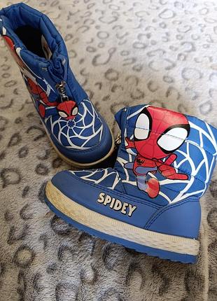 Чоботи для хлопчика зимові сині з принтом spidey