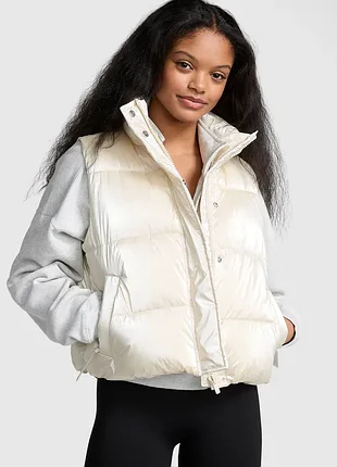 Оригінальний жіночий жилет victoria's secret high shine marshmallow puffer vest by pink l