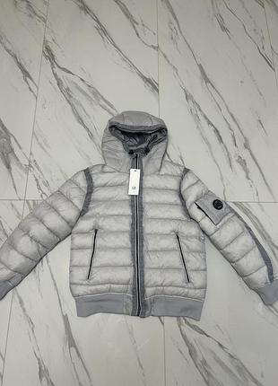 Чоловічий пуховик cp company goggle jacket чорний, сірий m-xl