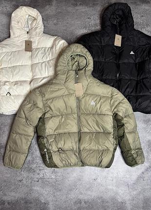 Пуховик чоловічий nike acg чорний, білий, хакі | пуховик найк асг