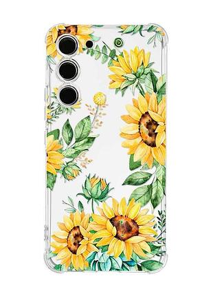 Чохол з потовщеними кутами на samsung galaxy s22 plus соняхи (принт 288)