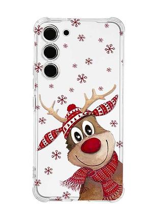Чехол с утолщёнными углами на samsung galaxy s22 plus зимний олень (принт 149)
