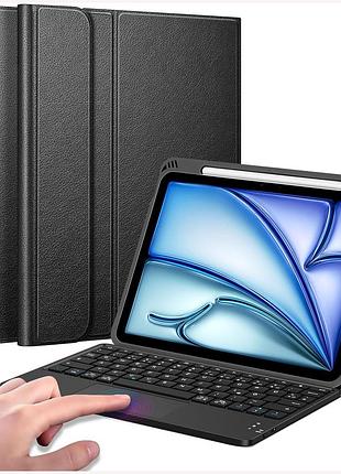 Чохол‑клавіатура, fintie для ipad air 11/10.9 (m2‑m4, 4/5 gen), bluetooth qwertz, знімна клавіатура‑тачпад, тримач pencil, чорний