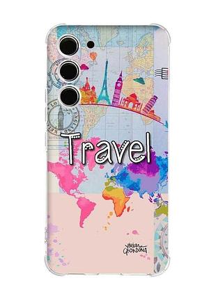 Чехол с утолщёнными углами на samsung galaxy s22 plus путешествие. travel (принт 321)