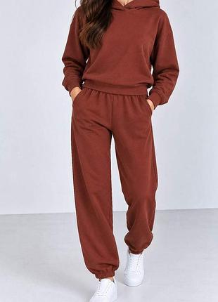 Спортивный костюм женский однотонный, цвет коричневый, размеры s, m, l, xl fa_015404