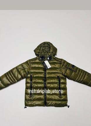 Куртка чоловіча c.p. company dd shell down jacket з окулярами, чорна, хакі