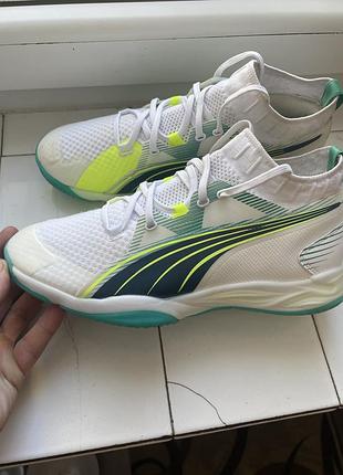 Кросівки чоловічі puma білі з салатовим та синім