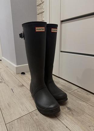 Черевики жіночі hunter original tall rain чорні, розмір 37, устілка 24 см