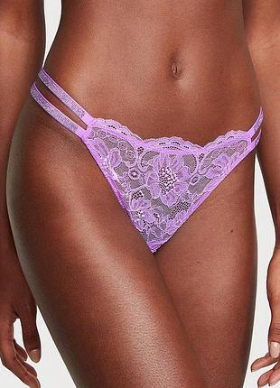 Трусики жіночі victoria’s secret стринги мереживні розмір xs бузковий