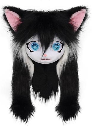 Игрушка реалистичная маска кошка для квадробера furry голова фурсьют для детей (l_16204)