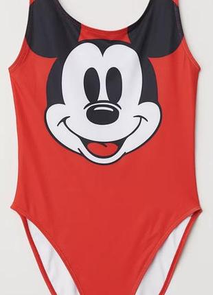 Купальник h&m × disney mickey mouse червоний суцільний, новий, eur 42 / uk 14