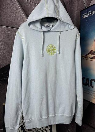 Худі чоловіче stone island в сірому кольорі з логотипом по центру