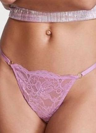 Трусики жіночі victoria’s secret стрінги мереживні xs бузкові