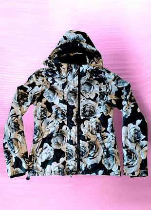 Жіноча куртка-вітровка з капюшоном бренду superdry (лінійка windcheater, лімітована серія flower edition), розмір м.