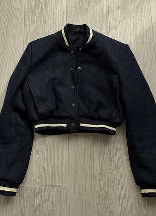 Жіночий бомбер zara утеплений темно-синій xs