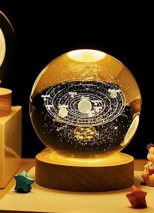 Светодиодный хрустальный шар, декоративный универсальный 3d ночник, хрустальный шар "солнечная система"