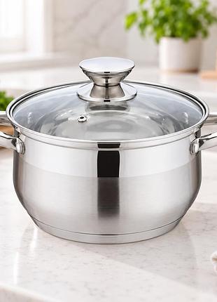 Кастрюля benson из нержавеющей стали + крышка 2,9л bn-596 ø18 см