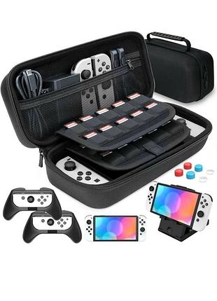Набор аксессуаров для nintendo switch heystop чехол для переноски джойстика с подставкой и рукояткой
