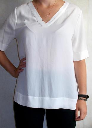 Белая базовая блузка ширина 52 см1 фото