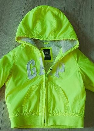 Вітровка дитяча baby gap неоново-жовта демісезонна 18-24 міс