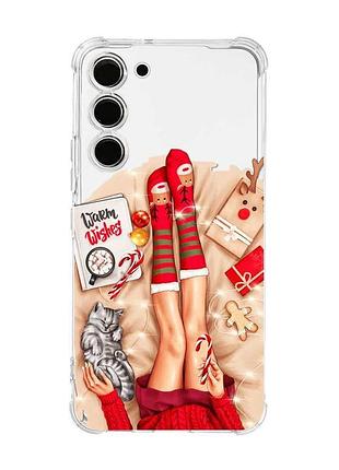 Чохол з потовщеними кутами на samsung galaxy s22 plus зимові ніжки (принт 187)