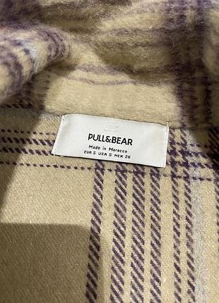 Жіноча тепла сорочка pull&bear у клітинку, бежева 2