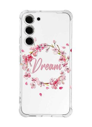 Чехол с утолщёнными углами на samsung galaxy s22 plus веночек из сакуры (принт 284)