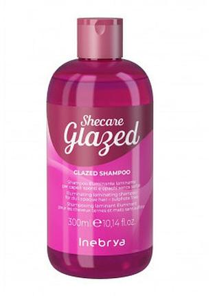 Шампунь для блеска волос с эффектом глазировки inebrya sheсare glazed shampoo 300 мл