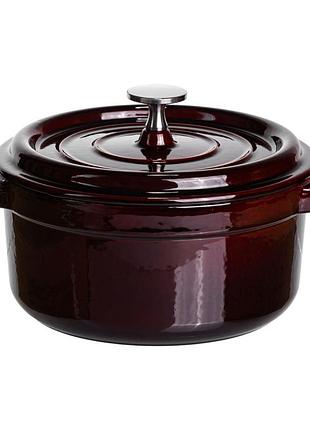 Кокотниця чавунна емальована 2 л, бургунді yiwu hp-flg-8 burgundy
