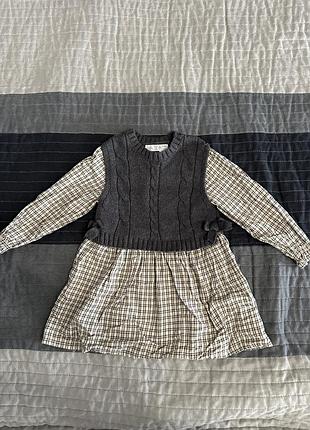 Сукня для дівчинки zara з жилеткою сіра в клітинку 4-5 років (110-116 см)