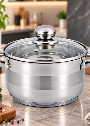 Кастрюля 3,5л с крышкой benson bn-219 ø20 см