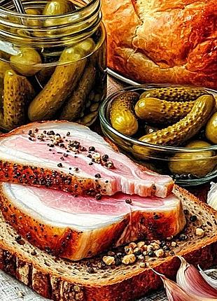 40х50см набір алмазної мозаїки на підрамнику з голограмними та фейрі даст алмазами алмазка "смак традицій"