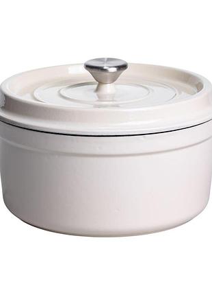 Кокотниця чавунна емальована 4,5 л, бежевий yiwu hp-flg-4 white